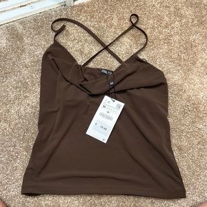 Zara Flowy Top — Brown
